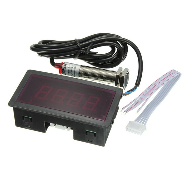 4 Digital Red LED Tachometer RPM Speed Meter Hall Proximity Switch Sensor NPN